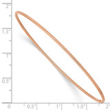 14k Rose Gold Polished Textured Twist 1.50mm Slip-on Round Bangle Bracelet