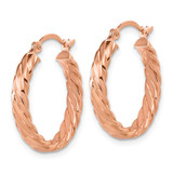 14K Rose Gold Small 3mm Patterned Hoop Earrings