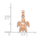 14K Rose Gold Textured Mini Sea Turtle Charm