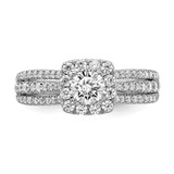 10k White Gold 1 carat Lab Grown Diamond VS/SI+ G+ Round Complete Halo Engagement Ring