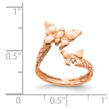 14K Rose Polished & Textured Butterfly Toe Ring