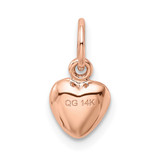 14K Rose Polished 3-D Puffed Heart Charm - K7-56D5D8D6-5824