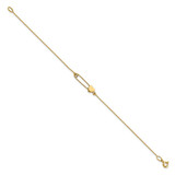 14K Safety Pin with Heart 7 inch Bracelet