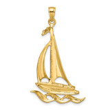 14k Sailboat with Waves Pendant