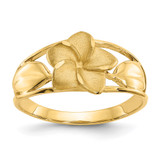 14k Satin & Diamond-Cut Plumeria Ring - D5-47F3B9AE-4861