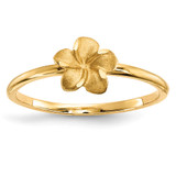14k Satin & Diamond-cut Plumeria Ring - R6-9D11E271-1782