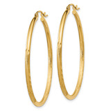 14k Satin and Diamond-cut 2mm Round Tube Hoop Earrings - TC-738CE197-6229