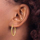 14k Satin and Diamond-cut 2mm Round Tube Hoop Earrings - TC-AB190C85-2212