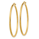 14k Satin and Diamond-cut 2mm Round Tube Hoop Earrings - TC-AEB558F8-5667