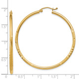 14k Satin and Diamond-cut 2mm Round Tube Hoop Earrings - TC-AEB558F8-5667