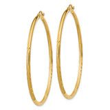 14k Satin and Diamond-cut 2mm Round Tube Hoop Earrings - TC-B5D6FB29-7490