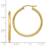 14k Satin and Diamond-cut 2mm Round Tube Hoop Earrings - TC-D545EF05-7729