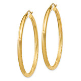 14k Satin and Diamond-cut 3mm Round Hoop Earrings - TC-25B7C074-6342