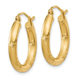 14k Satin and Diamond-cut 3mm Round Hoop Earrings - TC-7A7A0574-8986