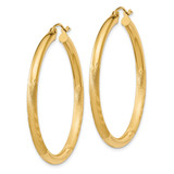 14k Satin and Diamond-cut 3mm Round Hoop Earrings - TC-B6882ACE-2859