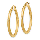 14k Satin and Diamond-cut 3mm Round Hoop Earrings - TC-CB7C9ED7-6366