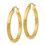 14k Satin and Diamond-cut 3mm Round Hoop Earrings - TC-E0EFCFC8-3316