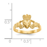 14K Satin and Diamond-cut Claddagh Ring