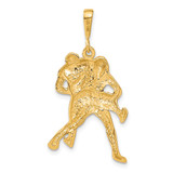 14K Satin and Diamond-cut Wrestlers Charm