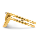 14k Satin and Polished Diamond Double Triangle Ring