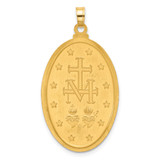 14k Satin and Polished Miraculous Medal Solid Oval Pendant - XR-C2B493DC-9180