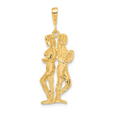 14k Satin Diamond-cut Gemini Zodiac Charm - C4-54310280-2131