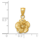 14k Satin Diamond-cut Hibiscus Pendant