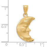 14k Satin Diamond-cut Moon Charm