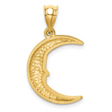 14k Satin Diamond-cut Moon Pendant