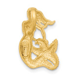 14k Satin Diamond-cut Open-Backed Mermaid Pendant