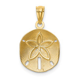 14k Satin Diamond-cut Sand Dollar Pendant - K6-3F42BE19-4750