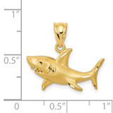 14K Satin Diamond-Cut Shark Pendant