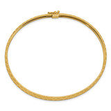 14k Satin Hexagonal Design Diamond-cut 6.50mm Flexible Oval Bangle Bracelet
