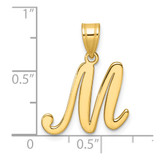 14K Script Letter M Initial Pendant