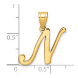 14K Script Letter N Initial Pendant