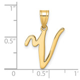 14K Script Letter V Initial Pendant