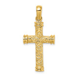 14K Scroll w/Double Endcaps Cross Charm