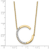 14K Sideways Diamond Initial C Necklace