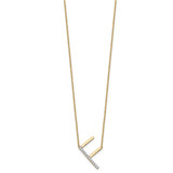 14K Sideways Diamond Initial F Necklace