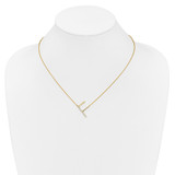 14K Sideways Diamond Initial F Necklace