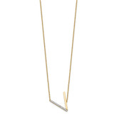 14K Sideways Diamond Initial V Necklace