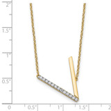 14K Sideways Diamond Initial V Necklace