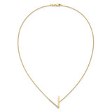 14K Sideways Diamond Initial V Necklace