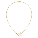 14K Sideways Diamond Initial W Necklace