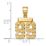 14k Small Brushed  Diamond-cut Number 99 Charm