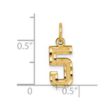 14k Small Brushed Diamond-cut Number 5 Charm
