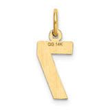 14k Small Brushed Diamond-cut Number 7 Charm