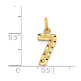 14k Small Brushed Diamond-cut Number 7 Charm