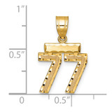 14k Small Brushed Diamond-cut Number 77 Charm