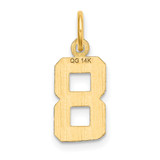 14k Small Brushed Diamond-cut Number 8 Charm